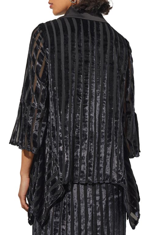 Shop Ming Wang Metallic Stripe High-low Jacket In Black/silver