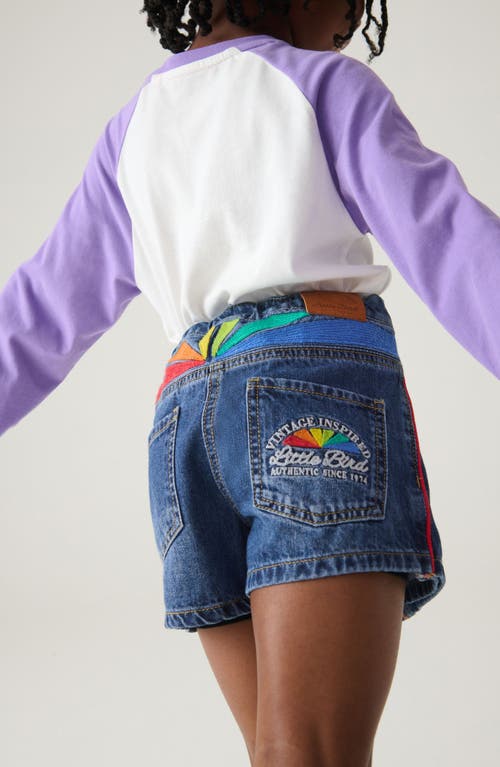 Shop Little Bird Kids' Rainbow Embroidered Denim Skort In Blue