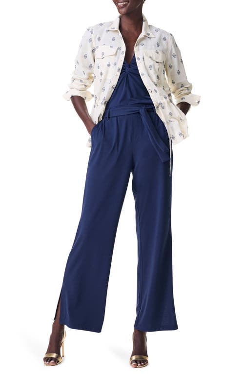 Shop Nic + Zoe Nic+zoe Constellation Drawstring Waist Shirt Jacket In Cream Multi