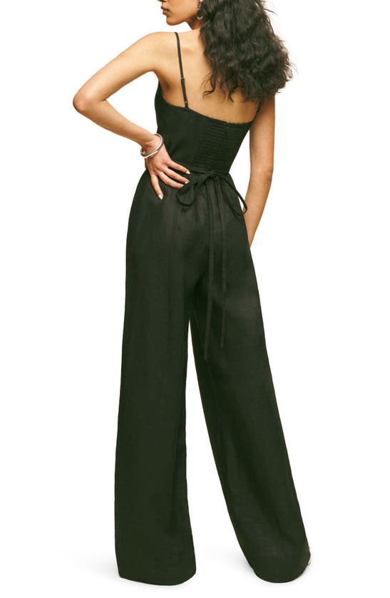 Shop Reformation Ciara Linen Wide Leg Jumpsuit In Black