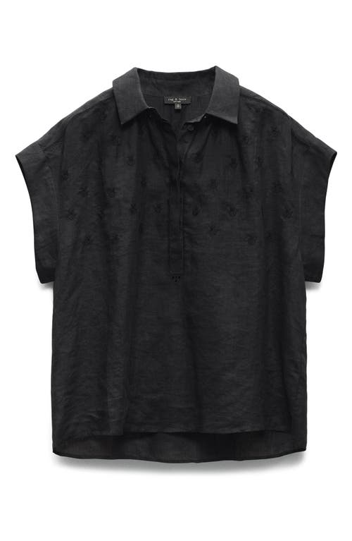 Rag & Bone Lucia Embroidered Button-front Shirt In Black