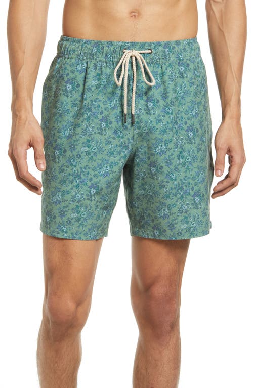 Fair Harbor The Bayberry Swim Trunks in Green Mini Floral
