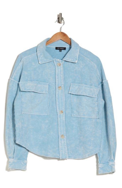 Blu Pepper Washed Patchwork Shacket In Denim
