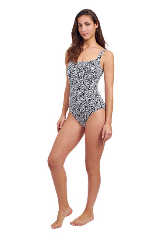 Profile By Gottex Plumeria Underwire Square Neck One Piece In Blue