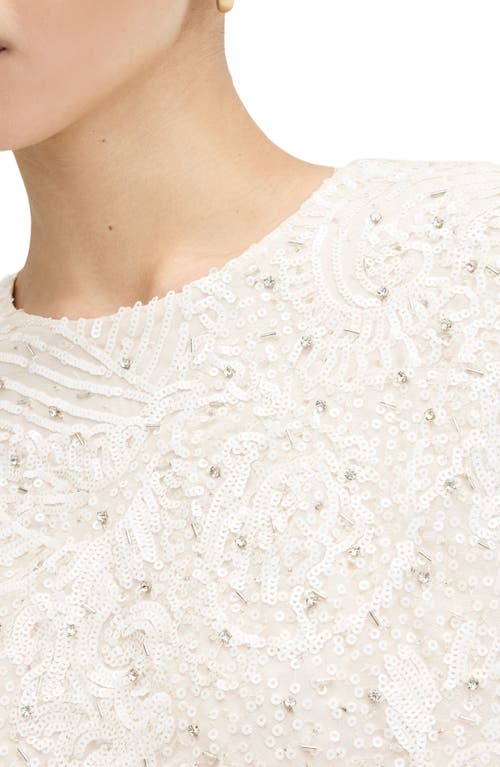 Allsaints Ivy Embellished Cropped Top In Ecru White