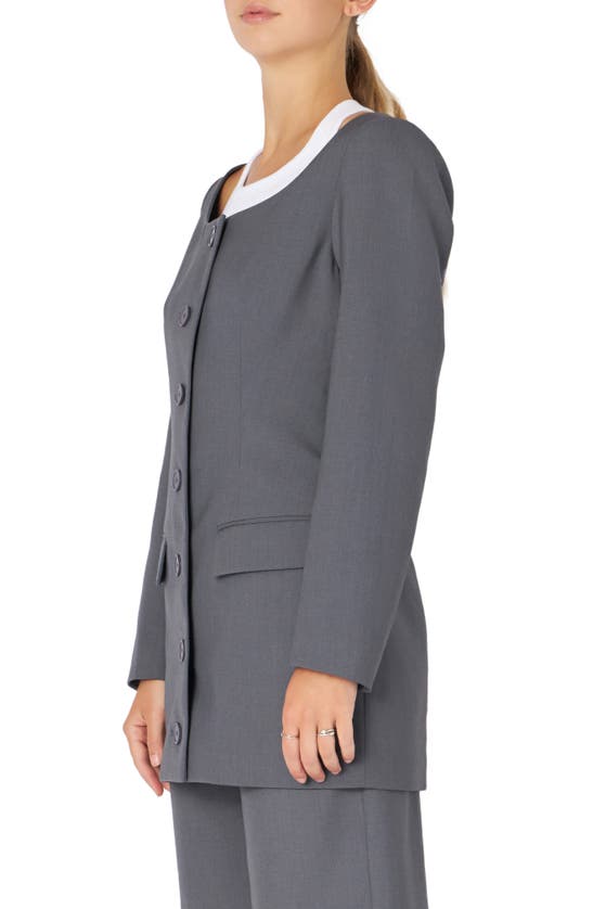 Grey Lab Boat Neck Blazer In Heather Grey