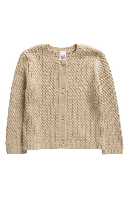 Shop Nordstrom Cable Knit Cotton Blend Cardigan In Beige Oyster