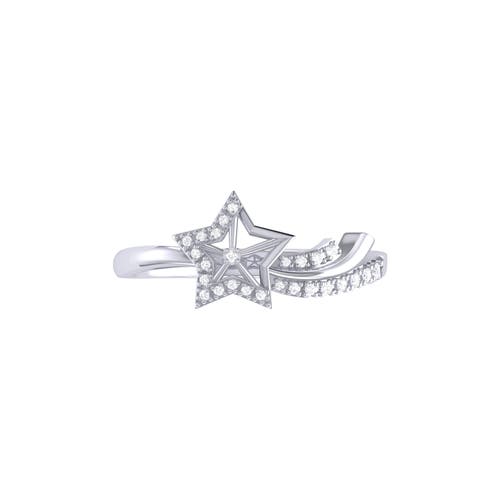 Shop Luvmyjewelry Shooting Star Sparkle Sterling Silver Diamond Ring