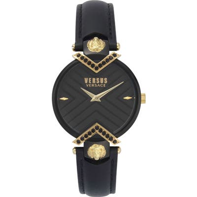 Versus Versace Mabillon Leather Strap Watch,
