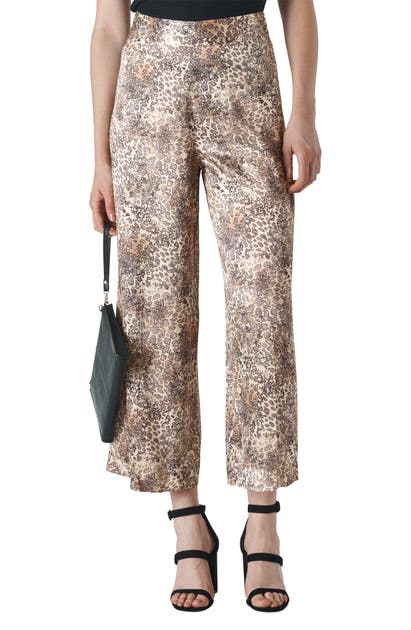 Click to view more detailed imagery on our partner's website Whistles Big Cat Print Satin Crop Trousers In Multi