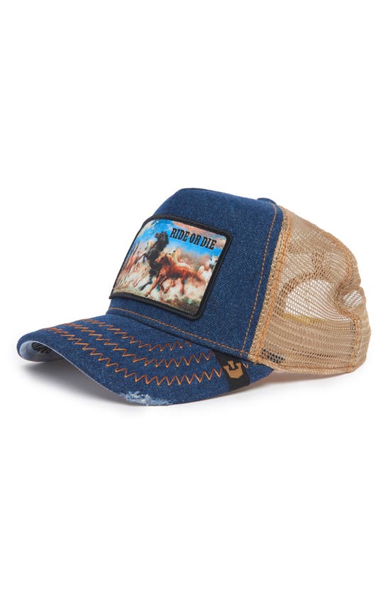 Shop Goorin Bros The Ride Or Die Patch Trucker Hat In Indigo