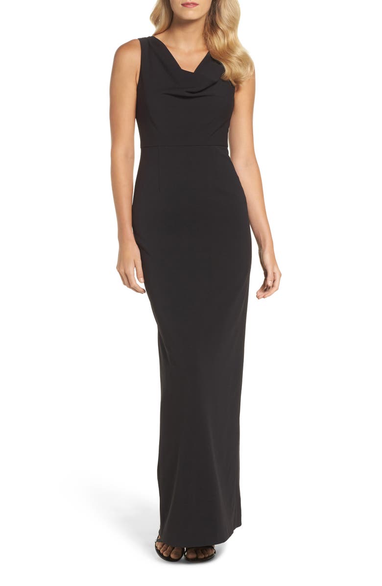 Adrianna Papell Cowl Neck Embroidered Back Gown | Nordstrom