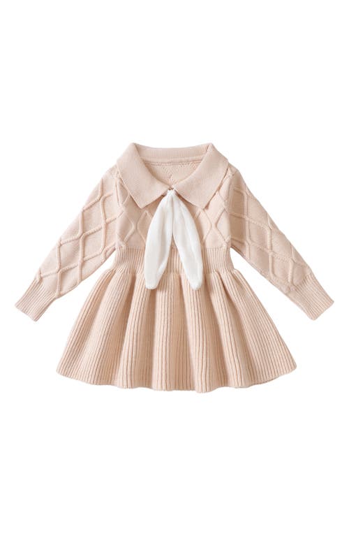 Ashmi & Co. Yara Long Sleeve Cotton Sweater Dress in Apricot at Nordstrom, Size 3-6 M