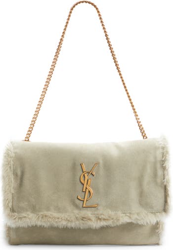 Saint Laurent Kate Small YSL Shearling Shoulder Bag