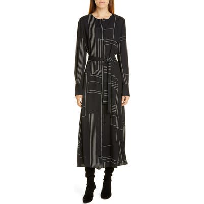 Lafayette 148 New York Coleen Linking Lines Print Long Sleeve Midi Dress, (similar to 1) - Black