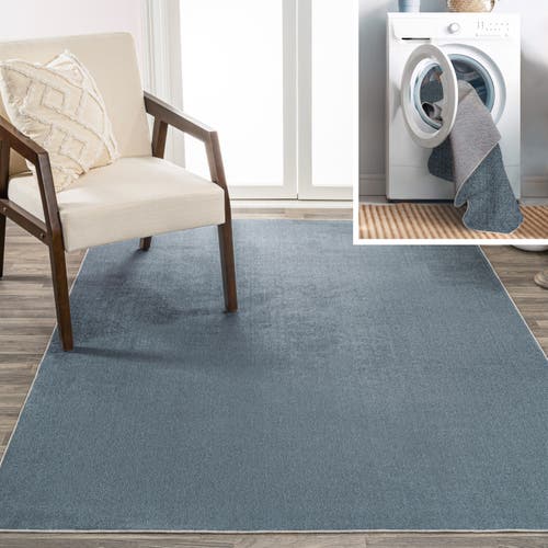 Jonathan Y Twyla Classic Solid Low-pile Machine-washable Area Rug In Blue