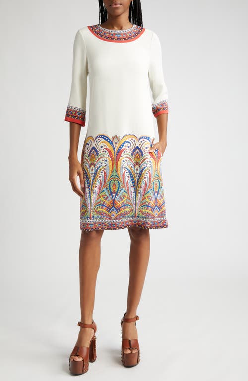 Etro Placed Paisley Print Shift Dress in Print On White Base at Nordstrom, Size 0 Us