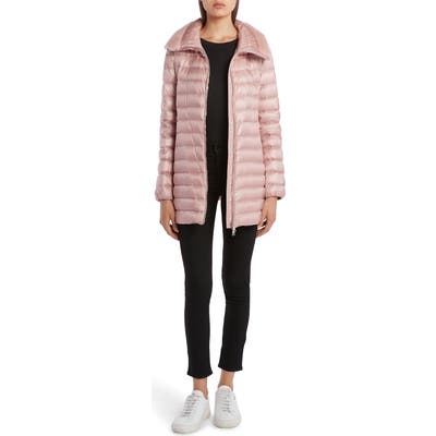 Moncler Soufre Lightweight Down Puffer Coat With Genuine Mink Fur Trim, (fits like 0-2 US) - Pink
