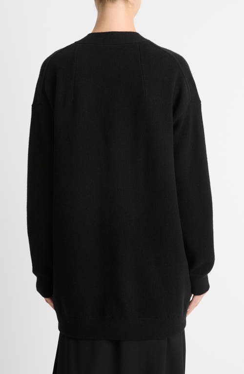 Shop Vince Oversize Wool Blend Double Knit Cardigan In Black