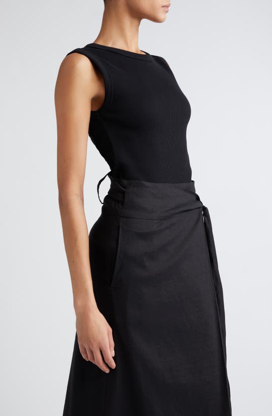 Shop Rohe Róhe Stretch Organic Cotton Rib Top In Noir