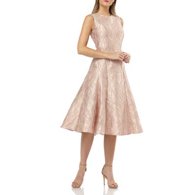 Carmen Marc Valvo Infusion Brocade Fit & Flare Dress, Pink