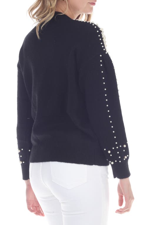 Rain And Rose Imitation Pearl Sweater In Black
