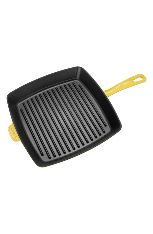 Shop Staub 12-inch Square Enameled Cast Iron Grill Pan In Citron