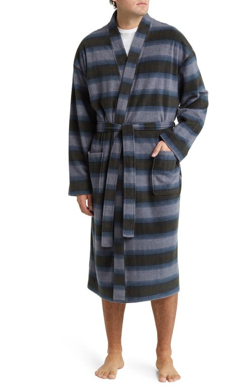 Majestic International Line Up Cotton Robe in Charcoal Stripe at Nordstrom