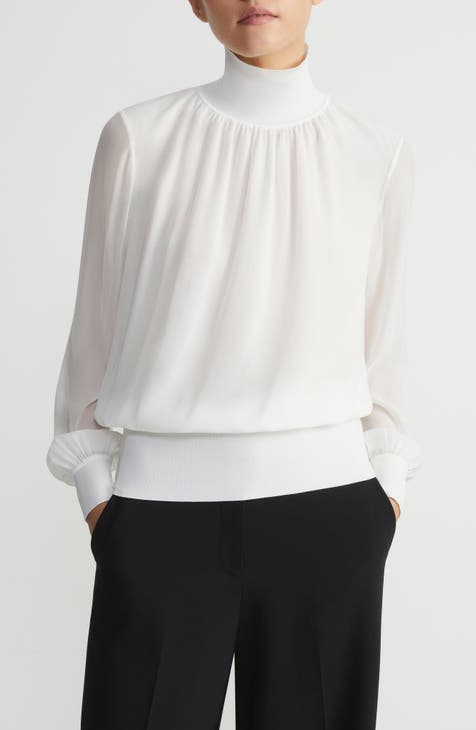 {Lafayette 148} Silk Graydon Herbal Mist buying Blouse