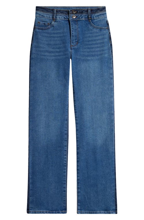 Shop Tractr Kids' Two-tone Straight Leg Jeans In Indigo