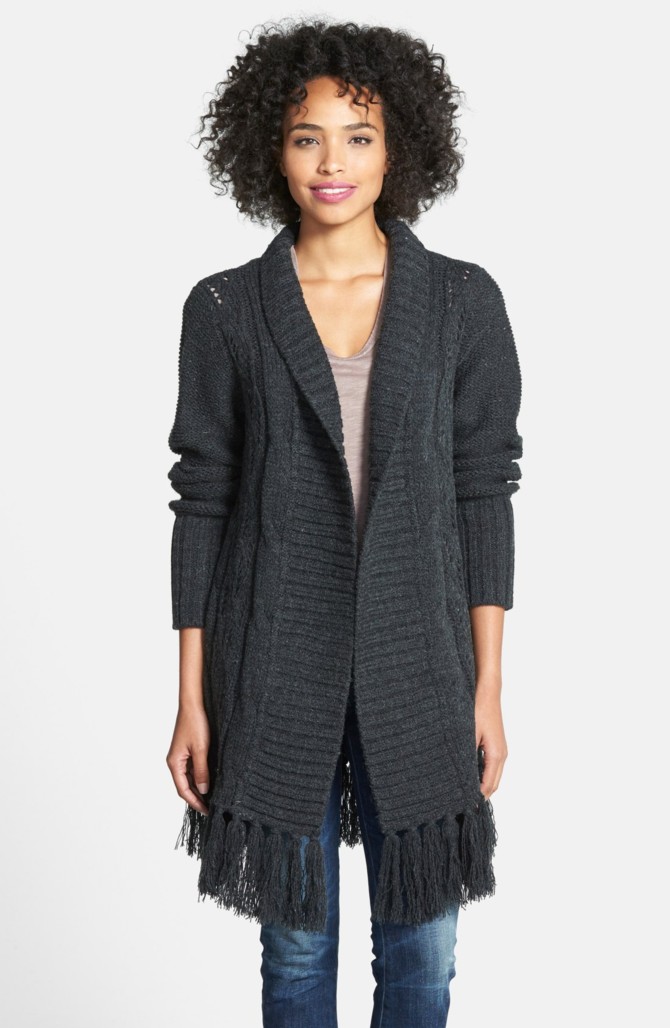 Dex Fringe Trim Long Cardigan Nordstrom