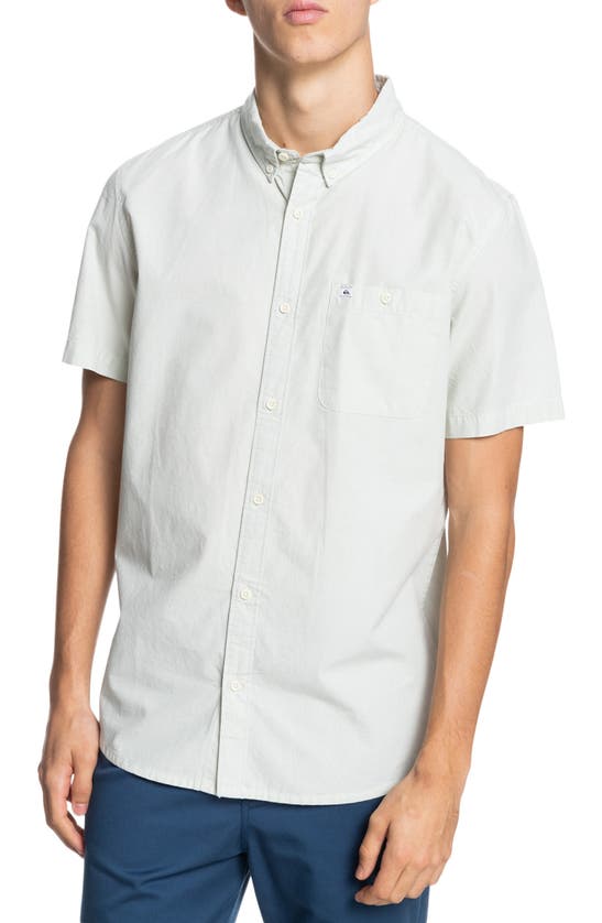 Quiksilver Winfall Regular Fit Solid Short Sleeve Button-down Shirt In Desert Sage