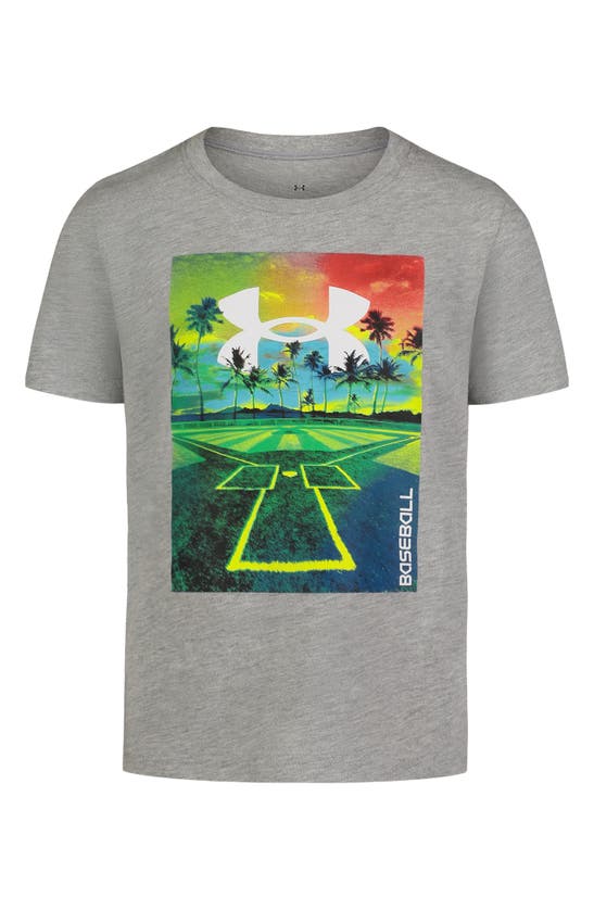 Shop Under Armour Kids' Tropical Baseball Performance Graphic T-shirt In Mod Gray