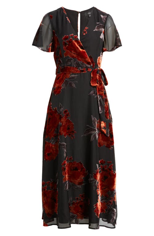 Shop Lulus Sweetest Impression Faux Wrap Midi Dress In Black Floral