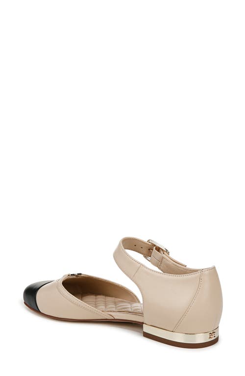 Shop Sam Edelman Rylie Ankle Strap Cap Toe Flat In Summer Sand/black