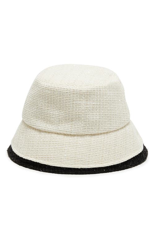 Shop Eugenia Kim Suzuki Packable Tweed Asymmetric Bucket Hat In Ivory