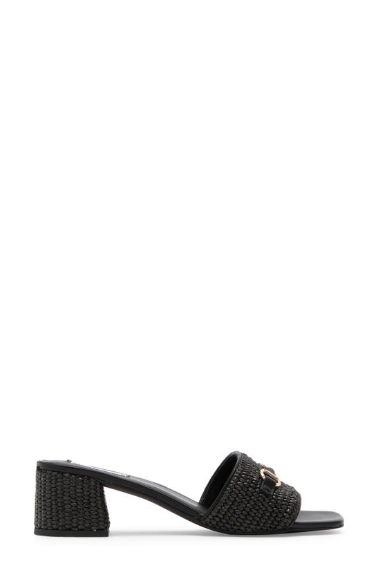 Shop Steve Madden Splendid Bit Slide Sandal In Black Raffia