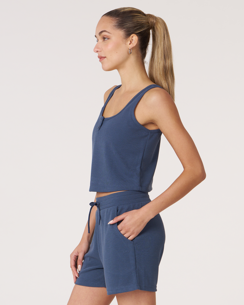 Shop Rebody Active Retreat Waffle Tank In Navy