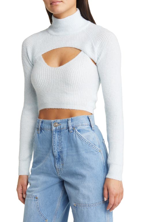 BDG Urban Outfitters Mock Neck Cutout Cropped Sweater in Ballad Blue