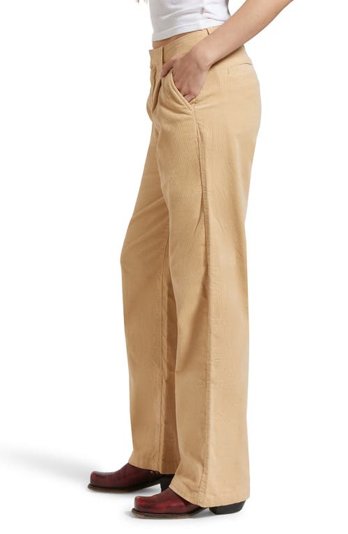 Shop Brixton Ludlow High Waist Corduroy Pants In Oat Milk