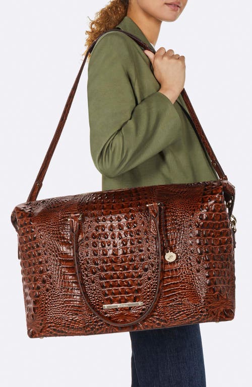 Shop Brahmin Duxbury Croc Embossed Leather Weekend Duffle Bag In Brindle