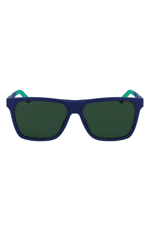 Lacoste 57mm Rectangular Sunglasses in Matte Blue at Nordstrom