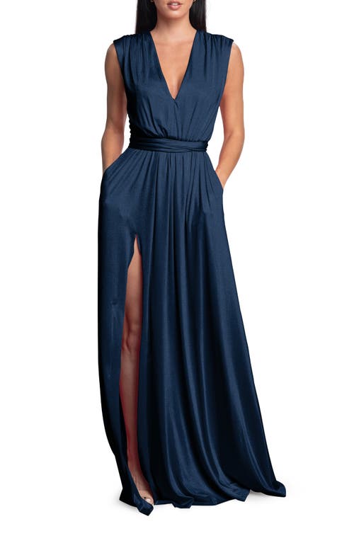 Dress the Population Krista Plunge Neck Side Slit Gown at Nordstrom,