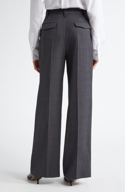 Shop Maria Mcmanus High Waist Stretch Wool Wide Leg Trousers In Charcoal Glen Plaid