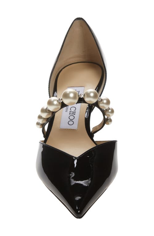 Shop Jimmy Choo Aurelie Imitation Pearl Strap Pointed Toe Pump In Black/white