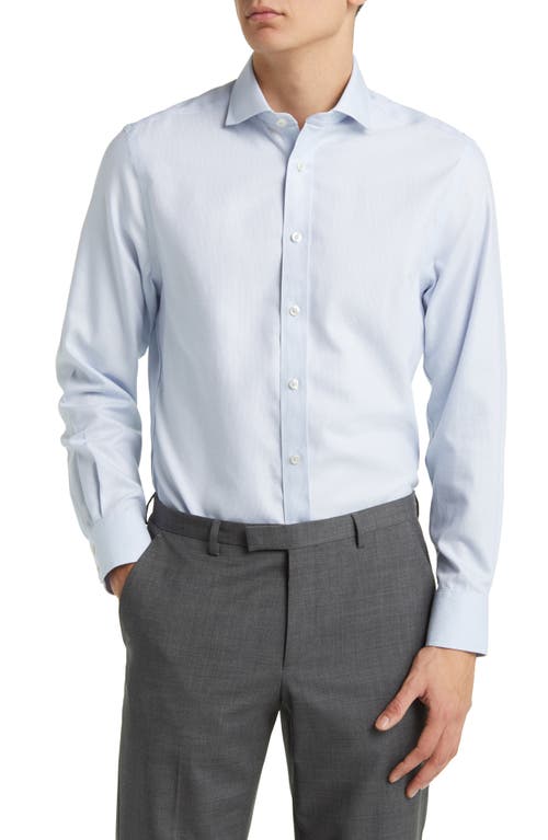 Clifton Slim Fit Non-Iron Cotton Twill Dress Shirt in Light Blue