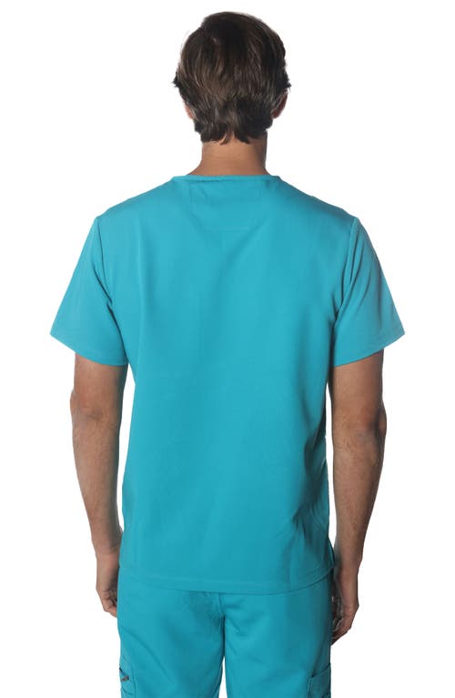 Shop Members Only Brighton 3-pocket Scrub Top In Teal