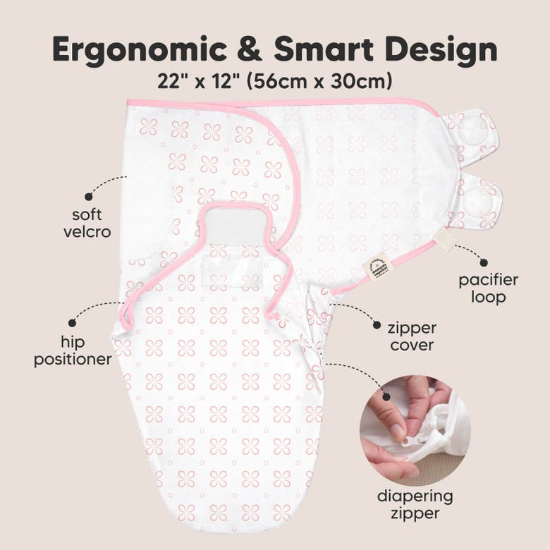 Keababies 3-pack Soothe Zippy Swaddle Wrap In Blossom