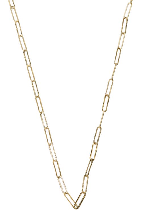 Hammered Paper Clip Chain Necklace in Gold