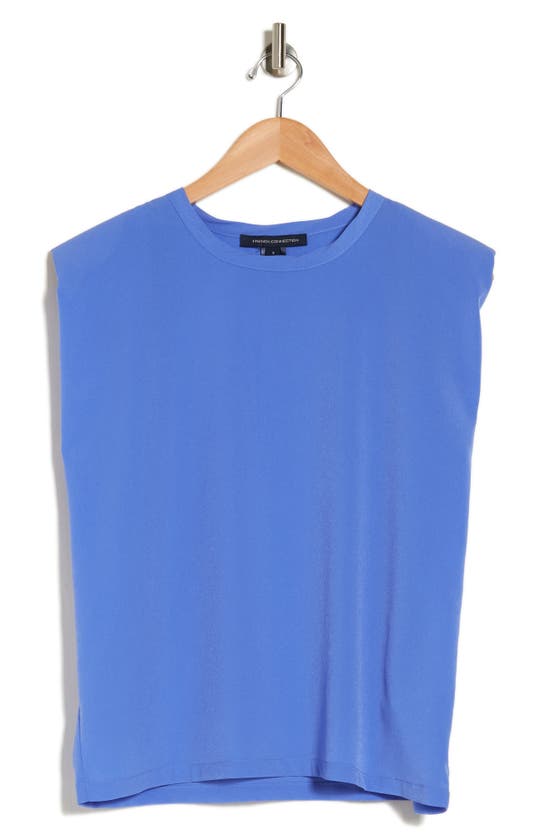 French Connection Padded Shoulder Crepe Tank In Baja Blue